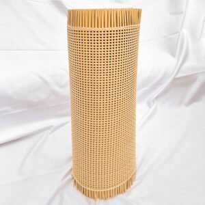 Plastic rattan square mesh webbing wood color